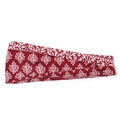 Deep red bohemian yoga headband with white ethnic totem print and wide elastic band - Wine Red Ethnic Totem