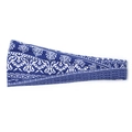 Elastic navy blue paisley yoga headband with bohemian pattern for workout sessions - Navy Boho Paisley