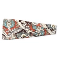 Bohemian paisley print wide twisted headband with orange and blue floral patterns - Orange White Brown Paisley