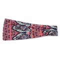 Bohemian style wide yoga headband with ethnic paisley pattern in red and blue - Ethnic Totem Paisley
