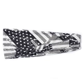 Elastic sports headband with monochromatic US flag star and stripe pattern - B&W Grey Stars & Stripes