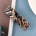 Rectangle acrylic hair clip showing size dimensions 8.5cm by 2.5cm in blue and beige - 10# Camouflage Acetate Spring Clip