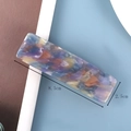 Detailed top view of a multicolor acetate hair clip with 8.5cm by 2.5cm size dimensions - 4# Dreamy Multicolor Acetate Spring Clip