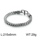 Silver stainless steel wheat chain bracelet with U-shaped buckle, size 215x6mm - Steel (KB117771-KFC) / 19.5cm