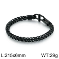 Men's black stainless steel dragon bone chain bracelet, size 215mm by 6mm, 29g weight - Black (KB117772-KFC) / 21.5cm