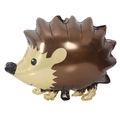 Detail showing hedgehog foil balloon for forest themed birthday party decoration - Hedgehog
