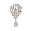 Luxurious vintage golden brooch with teardrop crystals and pave-set rhinestones - XD7596-3-Gold Full Drill Vintage Teardrop