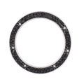 Detail of a sparkling silver ring with black rhinestones for car ignition button cover - Black