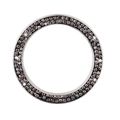 Macro shot of silver car ignition ring with sparkling black rhinestones for car interior - Bright Black