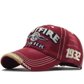 Retro burgundy cotton baseball cap with vintage FIRE PARK embroidery and 1932 side patch - Burgundy