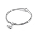 Bracciale a doppia catena in argento con un ciondolo a forma di elefante lucido - Stile Elefante Acciaio (KB130337-Z)