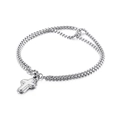 Silver stainless steel box chain bracelet featuring a classic cross pendant design - Classic Cross(KB130340-Z)