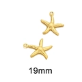 Detailed view of 19mm gold stainless steel starfish charms for jewelry making - 19mm / Starfish / Gold
