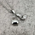 Polished stainless steel hip hop necklace featuring double boxing glove pendants on box chain - Pendant Only / Silver