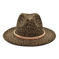 Men's leopard print fedora hat with gold chain and braided rope decoration - M (56-58cm) / Army Green