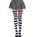 Chaussettes montantes au-dessus du genou rayées noir et blanc style collège pour femme - L (Taille unique) / Larges rayures noires et blanches