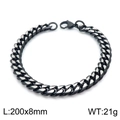 Pulsera cubana bicolor en negro y plata de acero inoxidable con 8mm de ancho y 200mm largo - Pulsera Bicolor Negro Plata 20cm (KB147972-Z)