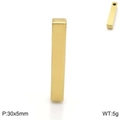 Polished gold rectangular bar pendant detailed specs with 30x5mm size and 5g weight - Gold Pendant Only (KLJ2234-GC)