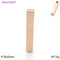 Macro view of rose gold rectangular bar pendant showing size and hole detail - 30x5mm / Rose Gold Pendant Style (KLJ2233-GC)