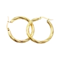 Chic 18K gold-plated twisted hoop earrings in titanium steel with a textured rope design - Twisted Texture Hoop Earrings (MS-038) / 30MM / Gold