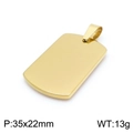 Golden rectangular stainless steel dog tag pendant, 35x22mm mirror finish blank charm - Small (Pendant Only) / Gold