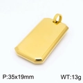 Golden mirror-polished stainless steel military tag pendant, 35x19mm size and 13g weight - Pendant Only (KP98936)