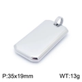Gepolijste zilveren roestvrijstalen rechthoekige hanger, maat 35x19mm, gewicht 13g - Hanger Zonder Ketting (KP98510-KFC) / 35x19mm / Zilver (KP98510-KFC)