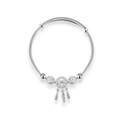 Silver dreamcatcher bangle with feather charms and adjustable pull-push closure - Dreamcatcher Bracelet