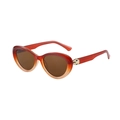 Gafas de sol cat-eye con montura naranja degradada y adornos de cabeza de zorro oro - Marco Degradado Rojo Lente Té
