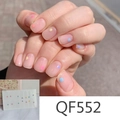 Detail of colorful polka dot nail stickers QF552 with matte daisy finish on hands - QF552