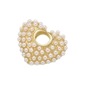 Elegante ciondolo a cuore dorato con perle per creazione gioielli fai-da-te e hobby - Cuore / Oro