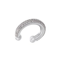 Dettaglio macro del polsino a C in argento con micro-pavé di pietre in zircone cubico - VE691 (1 Paio) / Oro Bianco