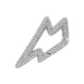 Silver-plated lightning bolt jewelry clasp with micro-pave white zircon stones - White Gold Lightning