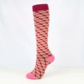Elastic compression socks featuring retro pink and yellow geometric diagonal patterns - S/M / Pink Color Grain (Pink Yellow Red)