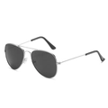 Classic silver aviator sunglasses for kids with dark polarized lenses and metal frame - Silver Frame Grey Lens