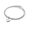 Zweilagiges silbernes Edelstahlarmband mit einem Herzanhänger und Love Gravur für Damen - Graviertes Herz(KB130333-Z)