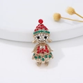 Cartoon girl brooch with red and green rhinestones in festive gold-plated alloy - Santa Claus 250#