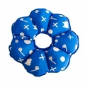 Blue sunflower shaped pet recovery collar with geometric pattern in a soft fabric finish - Blue Symbols