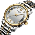 Montre pour homme en acier bicolore argent et or avec chiffres romains et détails diamants - Bicolore Or Cadran Blanc