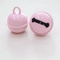 Pair of 22mm pink painted metal pet bells with bone-shaped cutouts and hanging rings - Light Pink