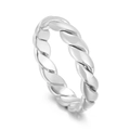Anello in acciaio al titanio argento lucido con design a corda intrecciata minimalista - US 7 / Stile B (KR104743-KFC) / Color Acciaio