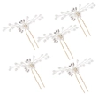 Set di 5 forcine per capelli dorate a U con perle bianche e strass chiari - Set di 5 Perno Dorato Filo Bianco