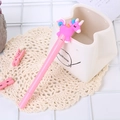 Pink unicorn light-up gel pen with colorful mane on a white grid background - Light-up Colorful Mane Unicorn Pink