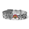 Silbernes Edelstahl-Netzarmband mit buntem Regenbogen- und Herzanhänger-Verzierungen - Silber 2