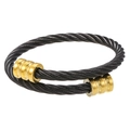 Retro black stainless steel cable twist bracelet with contrasting gold plated end caps - ZJ3013-Gold Color