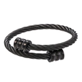 Zwarte roestvrijstalen open armband voor heren met industrieel gedraaid kabelontwerp - ZJ3015-Zilver Goud Combinatie