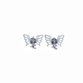 Primer plano de mini pinzas para el cabello de mariposa en metal plateado sobre blanco - Plata 1 Par (2 Piezas)