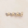 Elegant gold heart hair clip with sparkling rhinestones and metal mesh texture - Full Rhinestone Heart Style