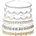 Set of six gold and silver thin headbands featuring sparkling rhinestones and elegant pearls - 6-Piece Set Gold/Silver