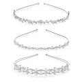 Set of 3 silver bridal headbands with rhinestones and pearls for women and girls - Silver Headbands Combination (18#)